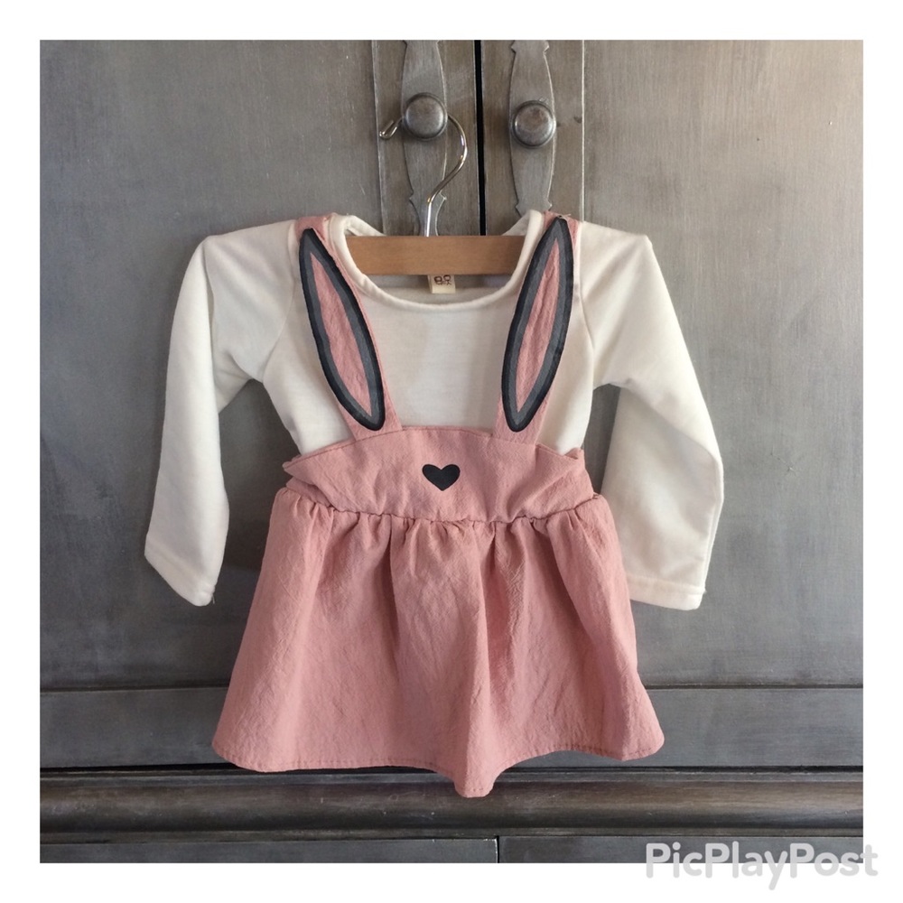 Toddler Bunny Tunic  Dress Set, Cotton 3-4 Y NWOT